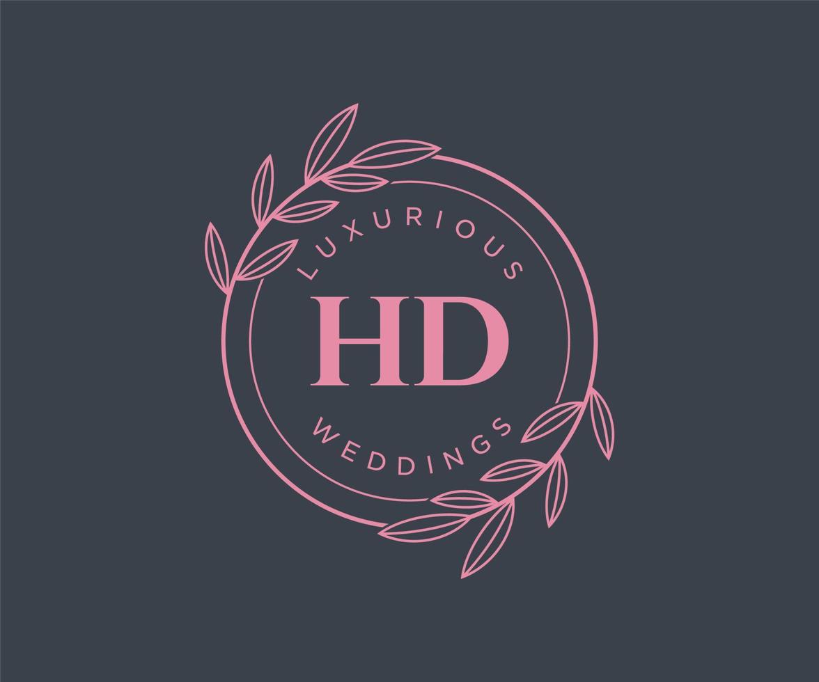 plantilla de logotipos de monograma de boda con letras iniciales hd, plantillas florales y minimalistas modernas dibujadas a mano para tarjetas de invitación, guardar la fecha, identidad elegante. vector