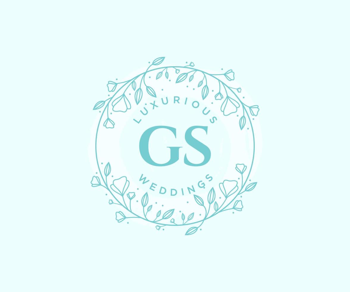 GS Initials letter Wedding monogram logos template, hand drawn modern minimalistic and floral templates for Invitation cards, Save the Date, elegant identity. vector