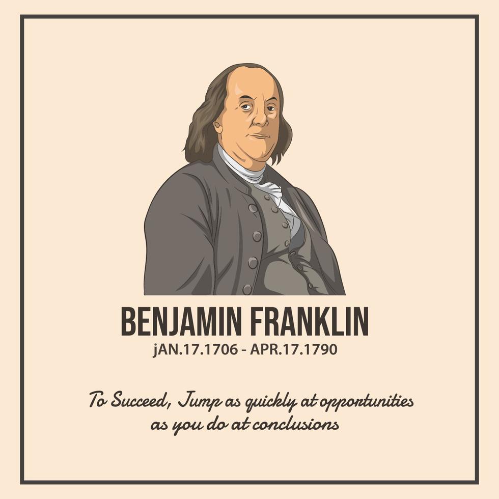 ilustración vectorial retrato de benjamin franklin. 17 de enero vector