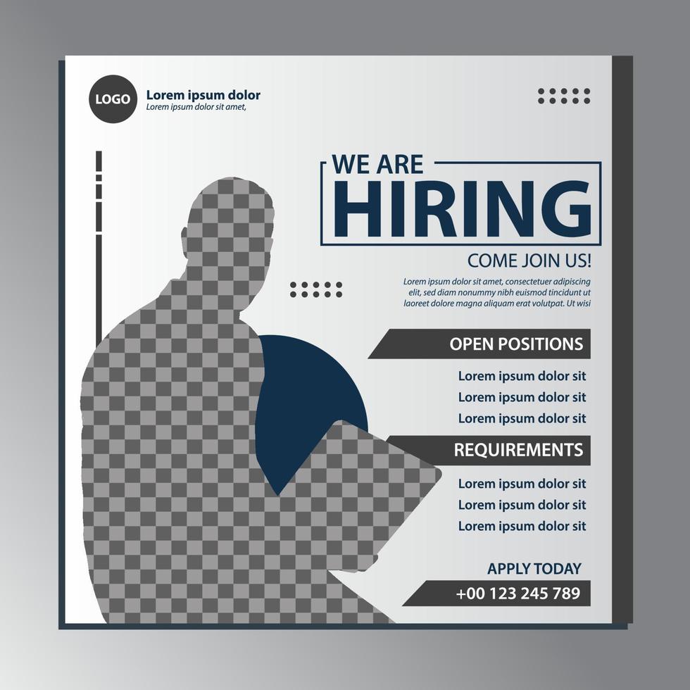 cartel de estamos contratando. reclutamiento de vacantes de empleo de plantilla de redes sociales vector
