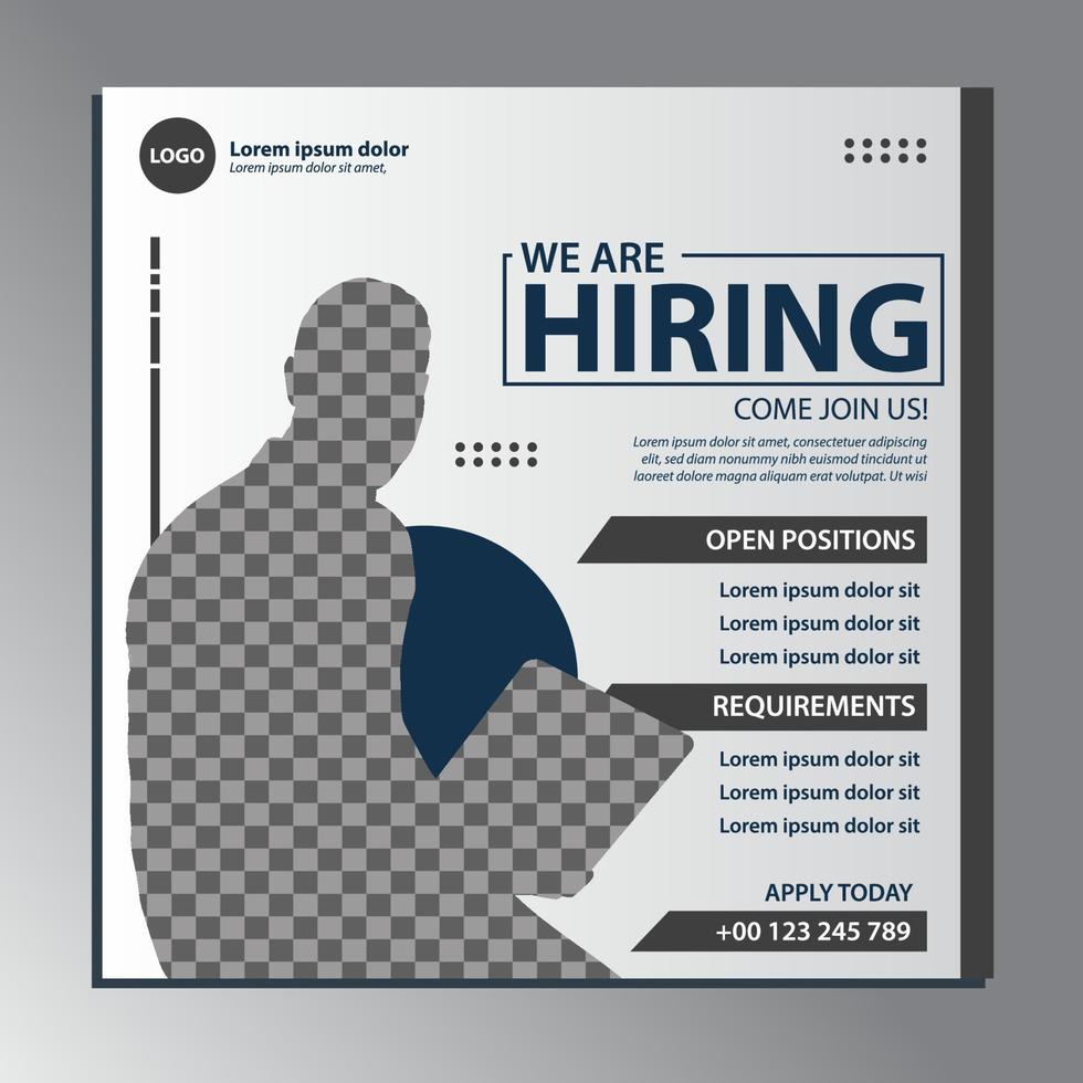 Poster for we are hiring. Social media template job vacancy recruitment vector
