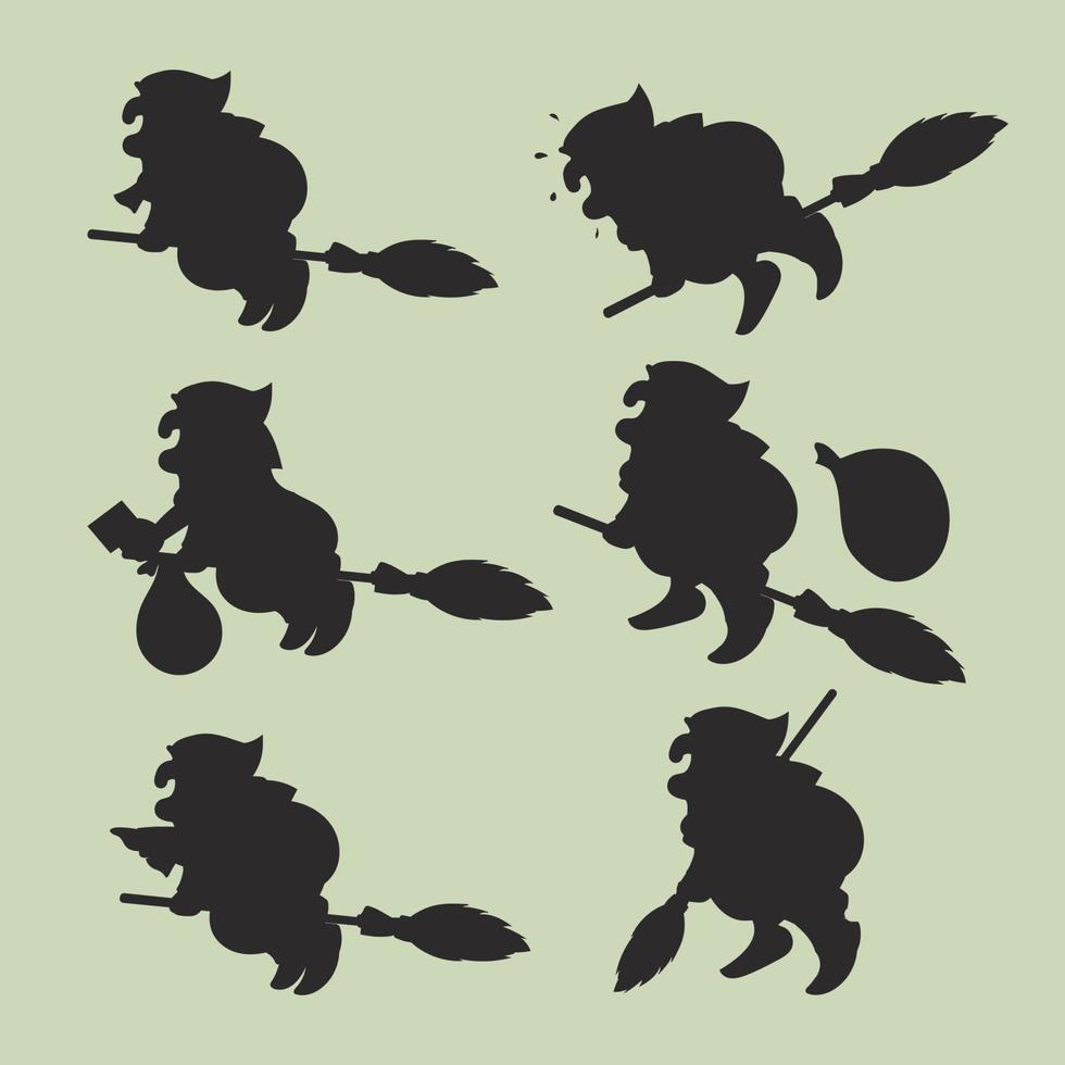 Befana Cartoon set. silhouette vector