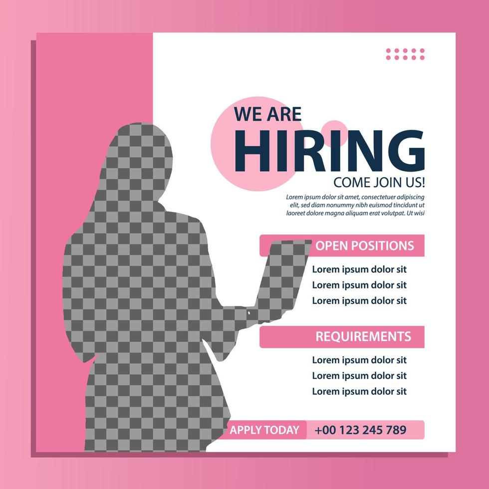 we are hiring job position for social media post template vector