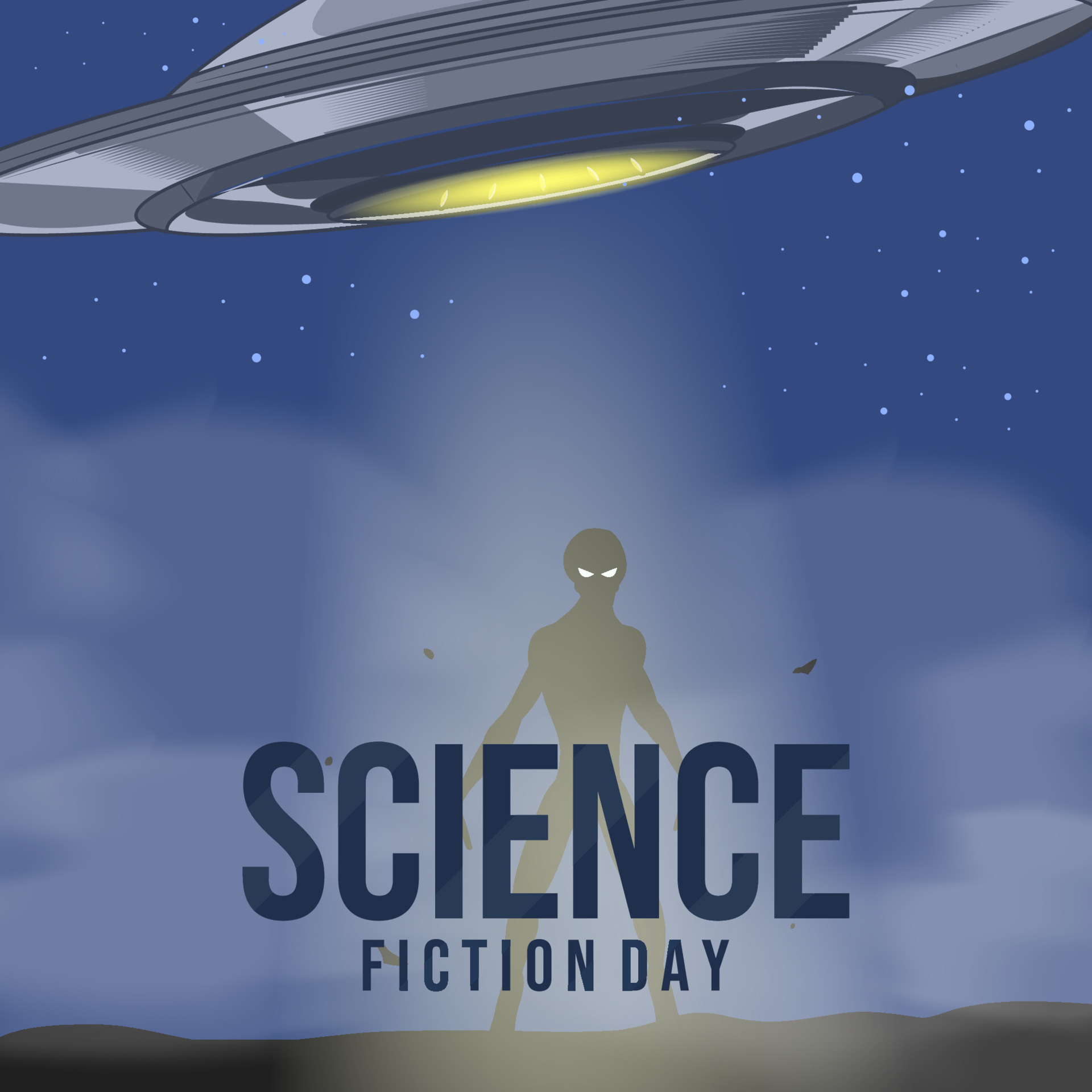 banner or poster for World UFO Day or National Science Fiction Day