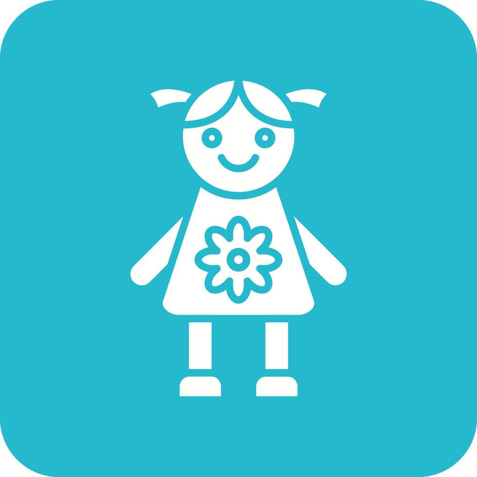 Doll Glyph Round Corner Background Icon vector