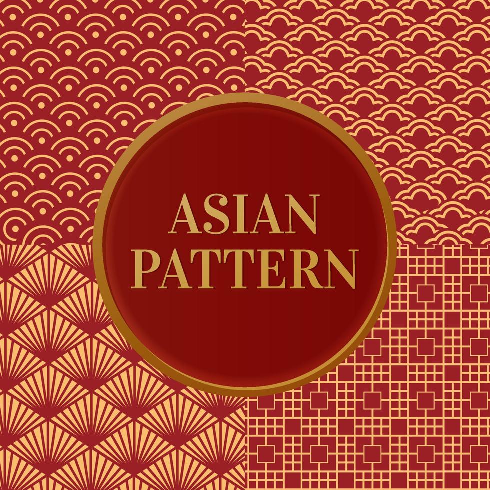 Red Asian Patterns vector