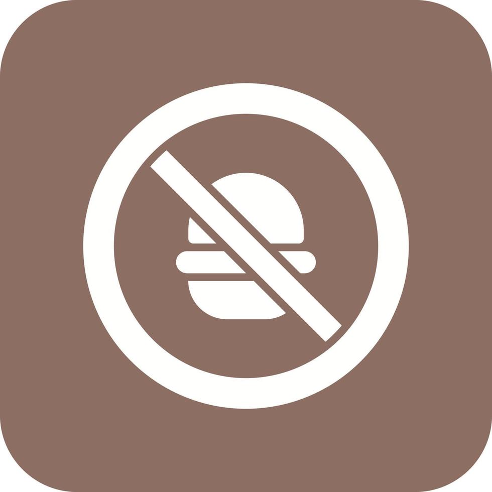 No Fast Food Glyph Round Corner Background Icon vector