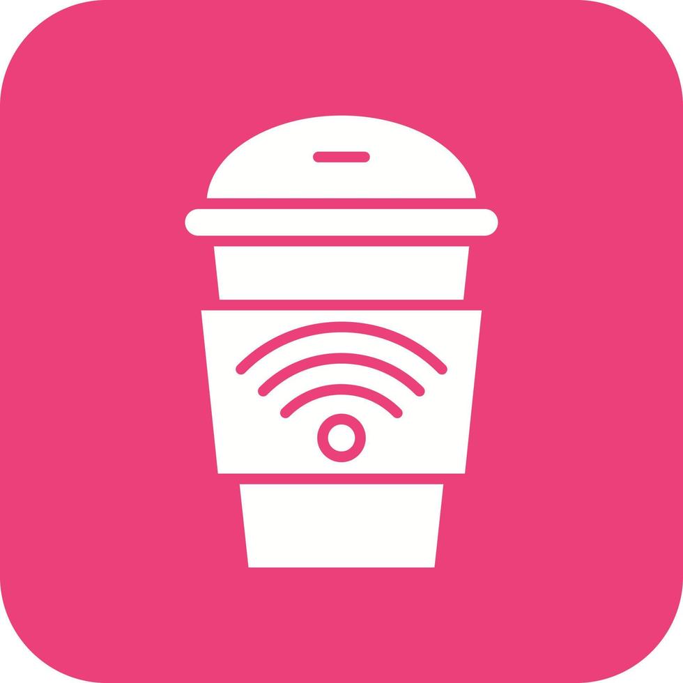 Cafe Wifi Glyph Round Corner Background Icon vector