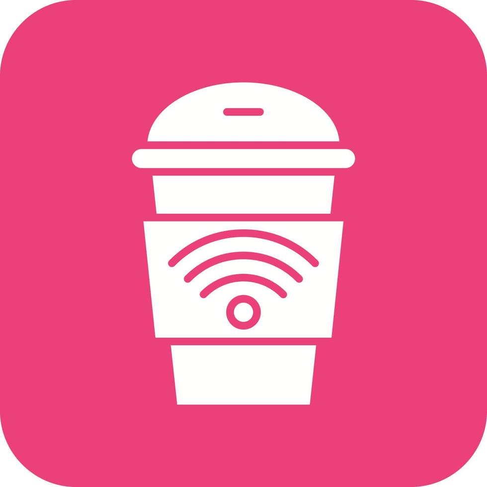 Cafe Wifi Glyph Round Corner Background Icon vector