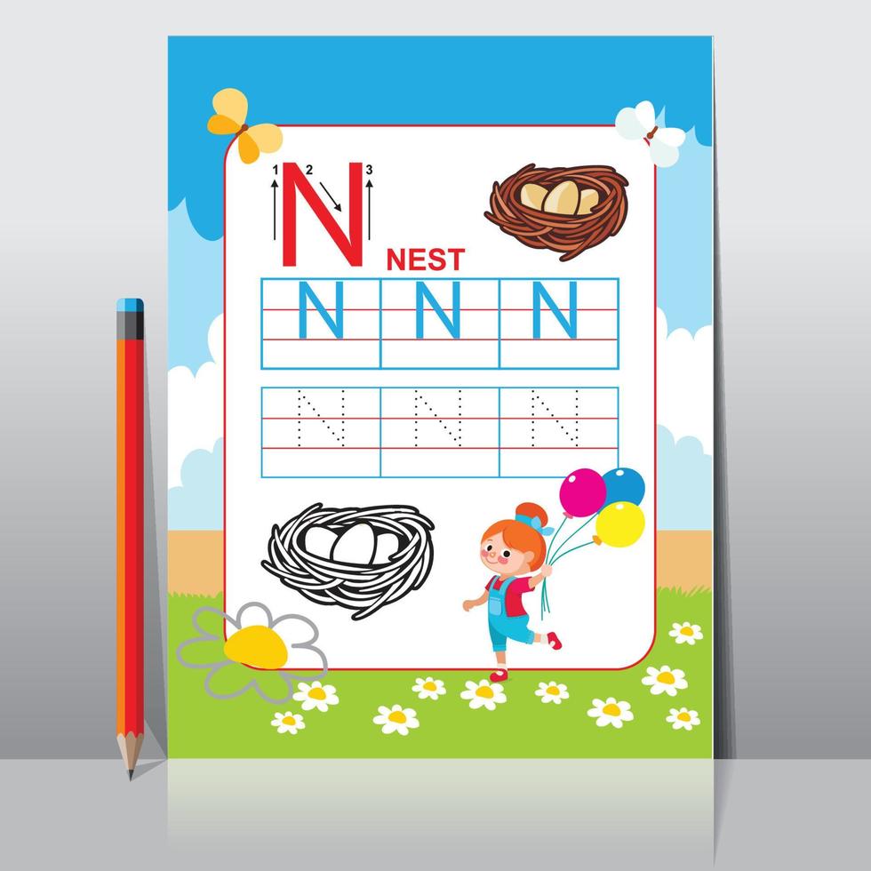 Abc Kids activity worksheet for school material vector
