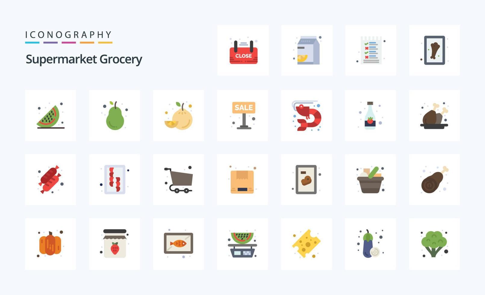 25 Grocery Flat color icon pack vector