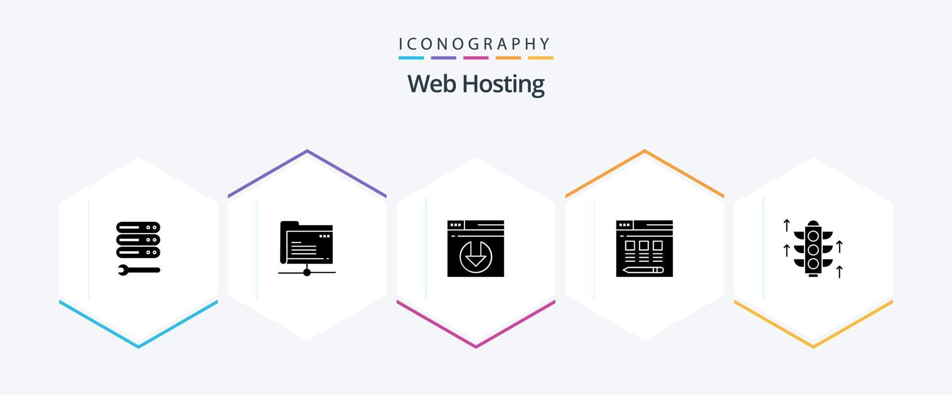 Web Hosting 25 Glyph icon pack including hosting. web . server . server download vector