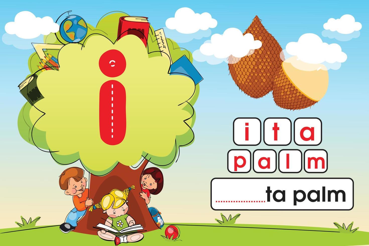 Kids activity worksheet, student playland background vector