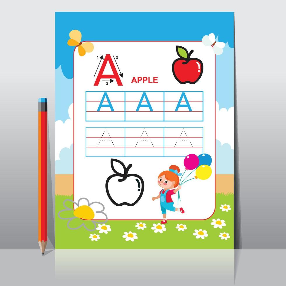 Abc Kids activity worksheet for school material vector