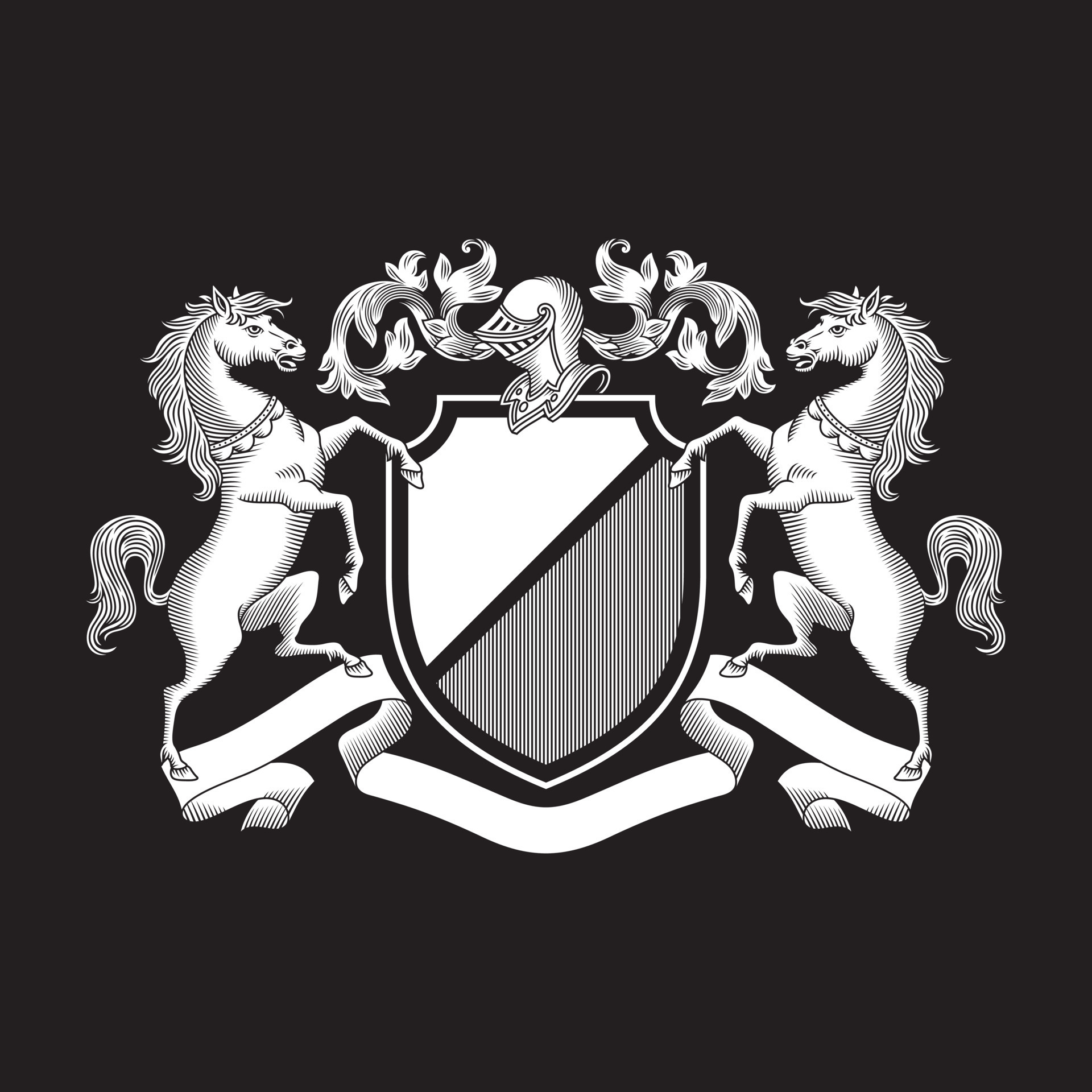 Heraldic Horse Coat of Arms with Shield and Helmet 16029307 Vector Art