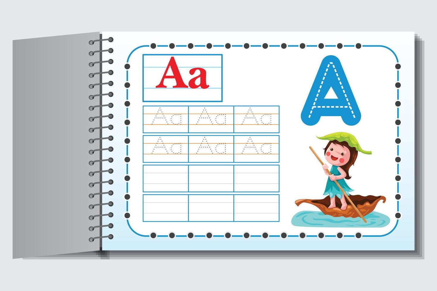 Abc Kids activity worksheets for students with cartoon and colorful background vector