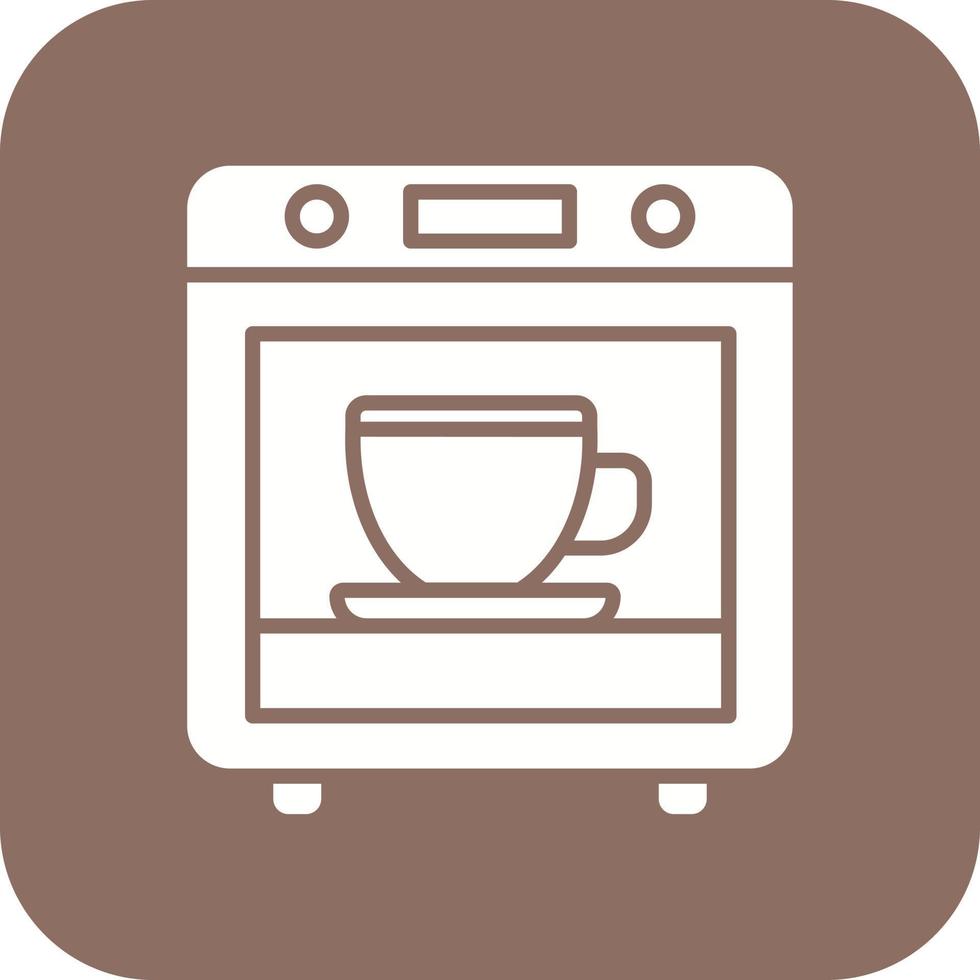 Coffee Oven Glyph Round Corner Background Icon vector