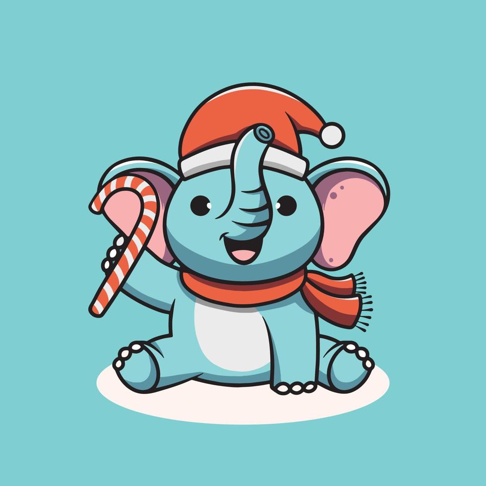 lindo elefante navideño vector