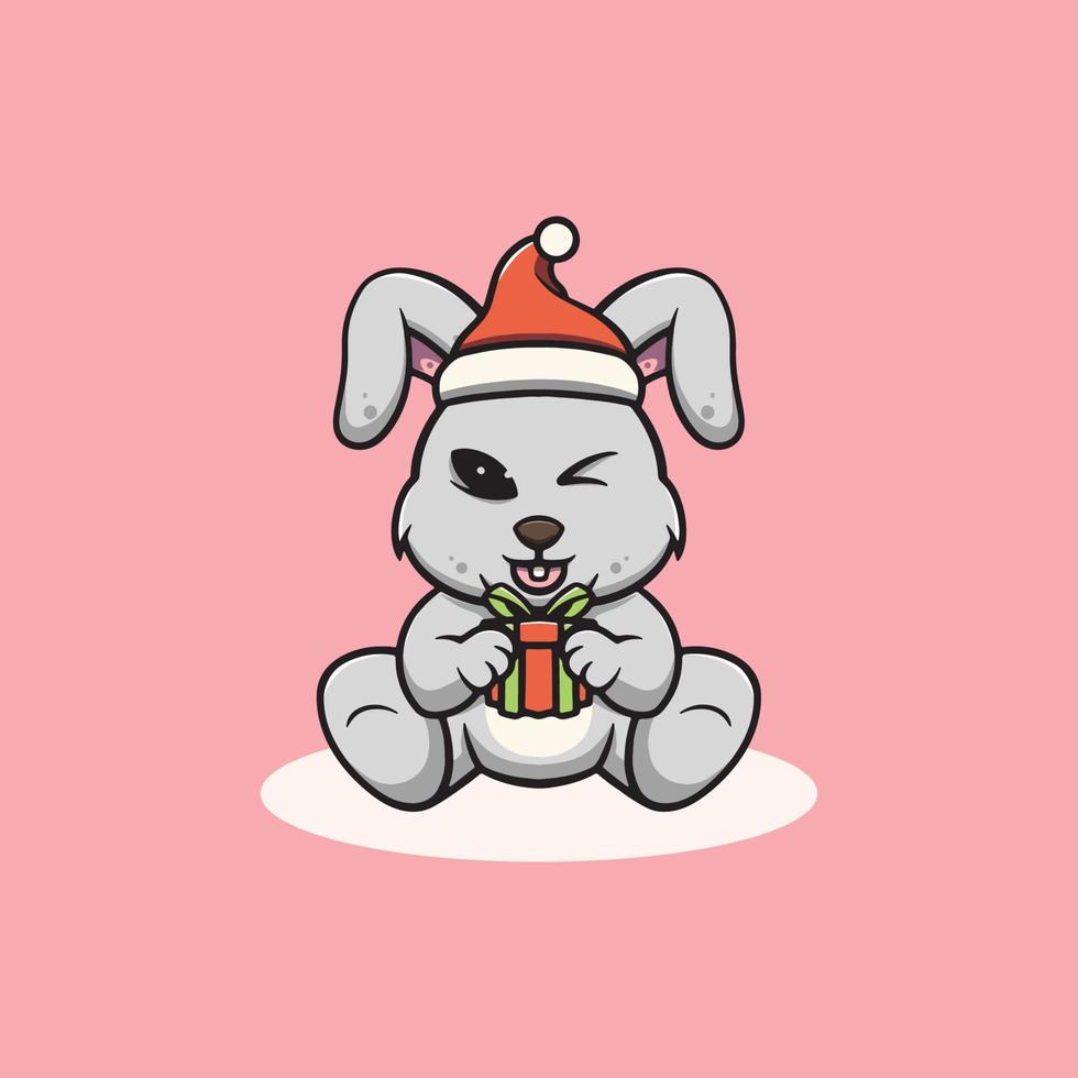 lindo conejo de navidad vector