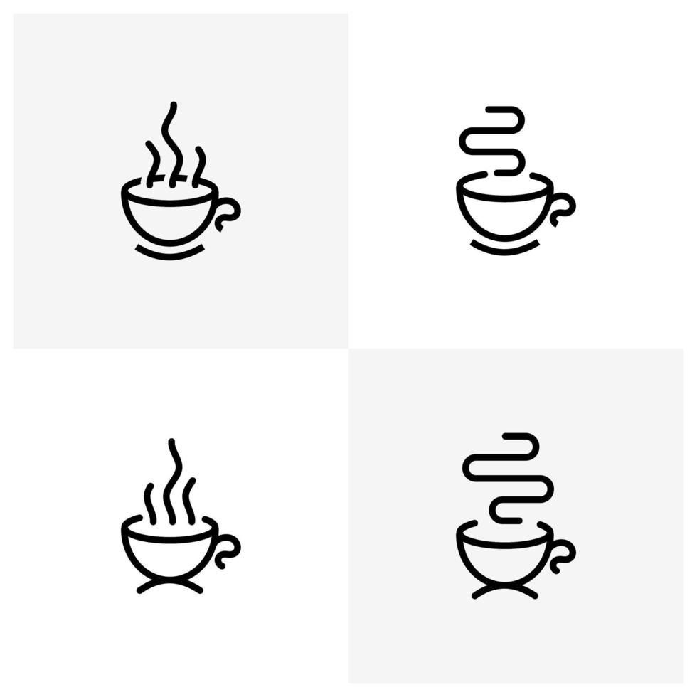 set of coffee shop logo hipster with cup icon vector in line outline trendy style collection
