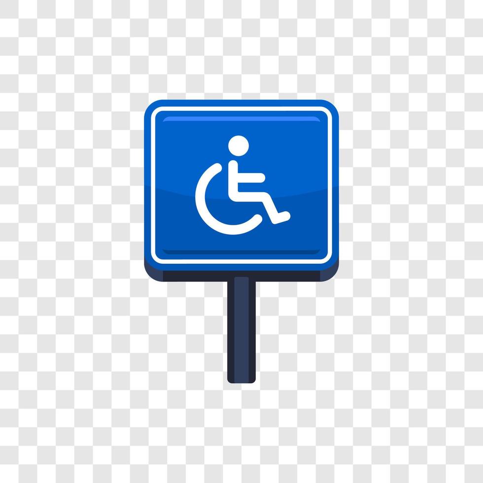 Wheelchair, handicapped parking hang tag access sign flat blue vector icon for apps and print illustration