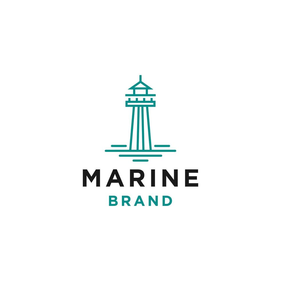 lighthouse beacon searchlight harbor logo design in trendy linear line icon style for a cafe business and restaurant vector