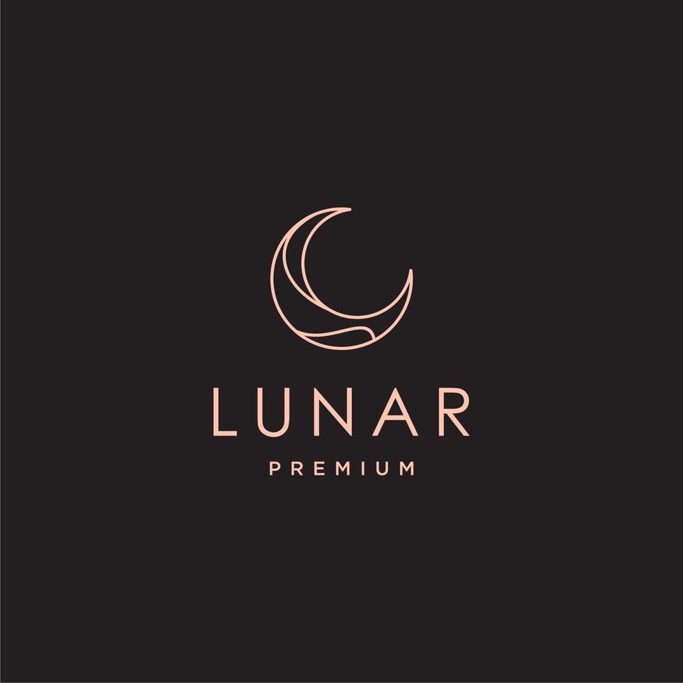 elegant crescent moon and star logo design line icon vector in luxury style outline linear