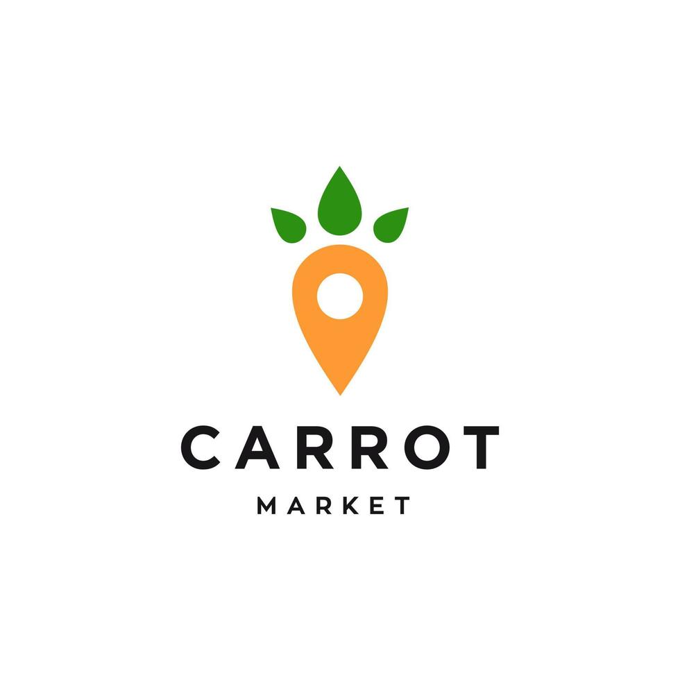 carrot location pin logo icon design in trendy simple style vector , vegetables market logo design