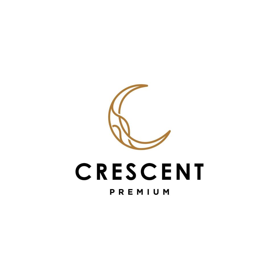 elegant crescent moon and star logo design line icon vector in luxury style outline linear