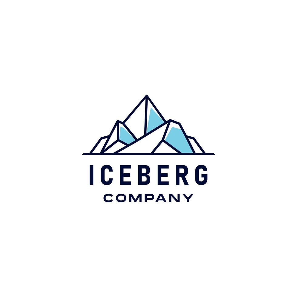 diseño de logotipo geométrico iceberg en ilustración de estilo de línea lineal de moda, logotipo de clip de contorno de pico de hielo de montaña abstracto vector