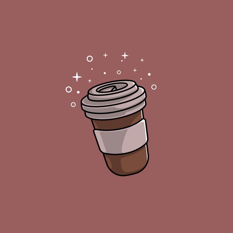 coffee cup with sparkling stars cartoon vector