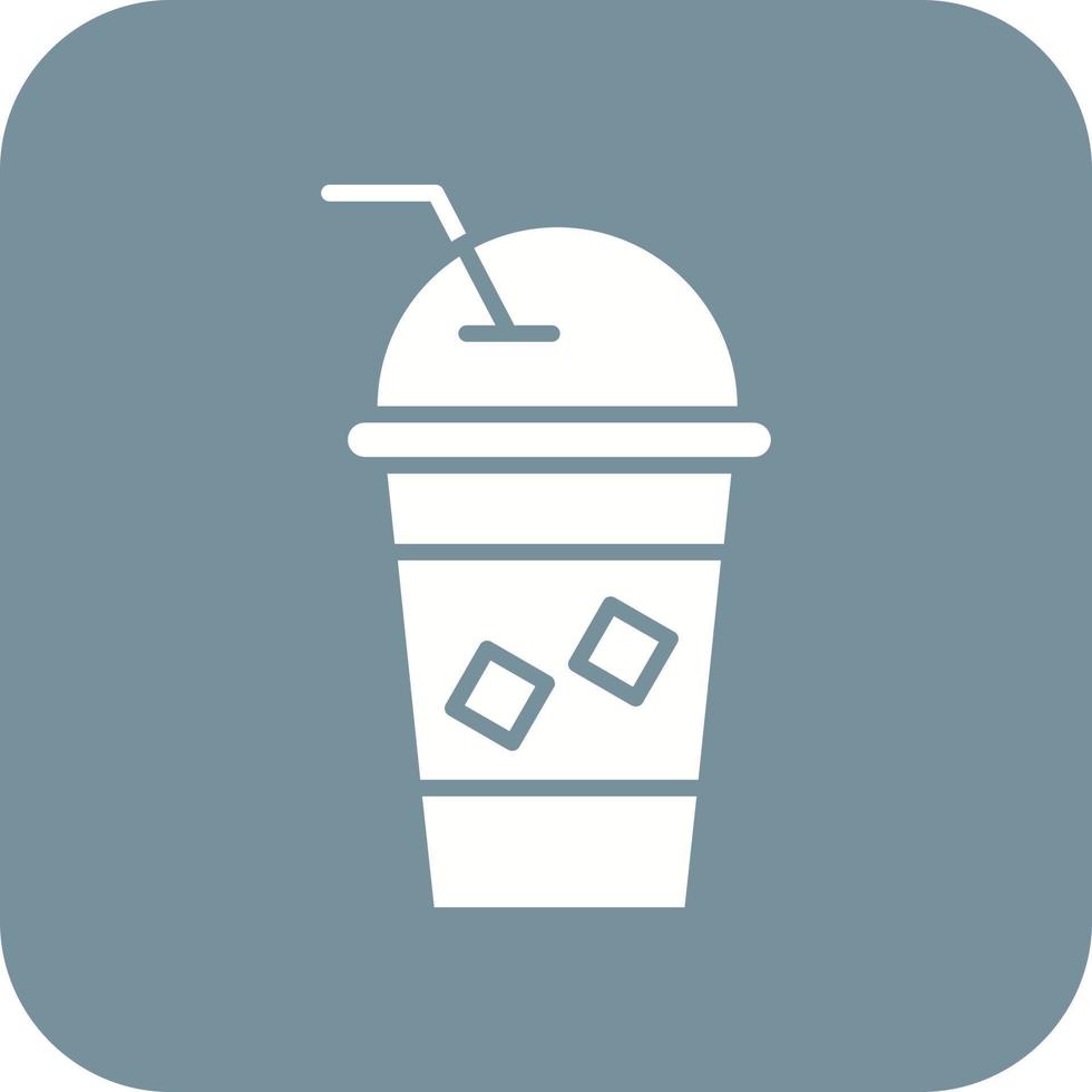 icono de fondo de esquina redonda de glifo de café helado vector