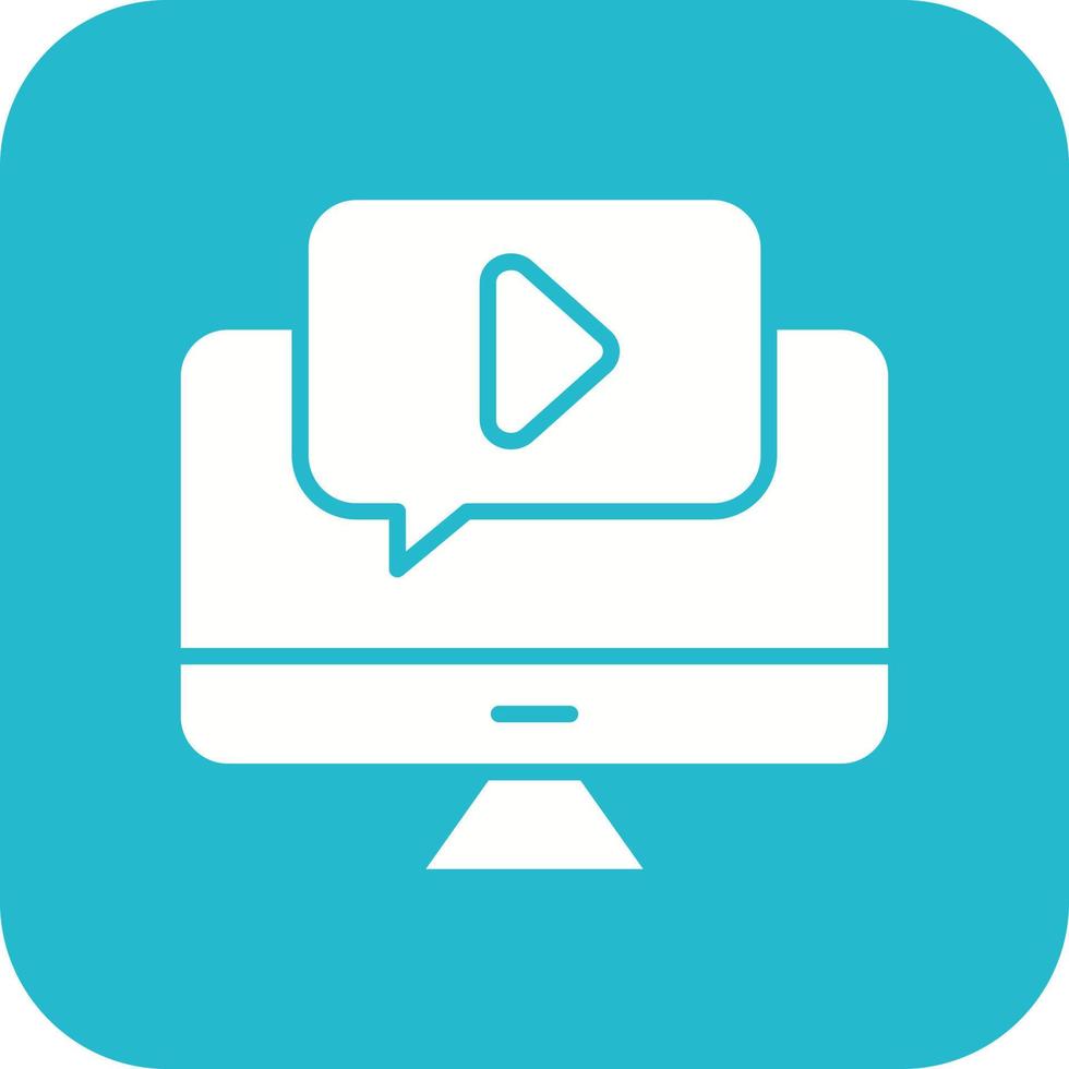 Video Tutorial Glyph Round Corner Background Icon vector