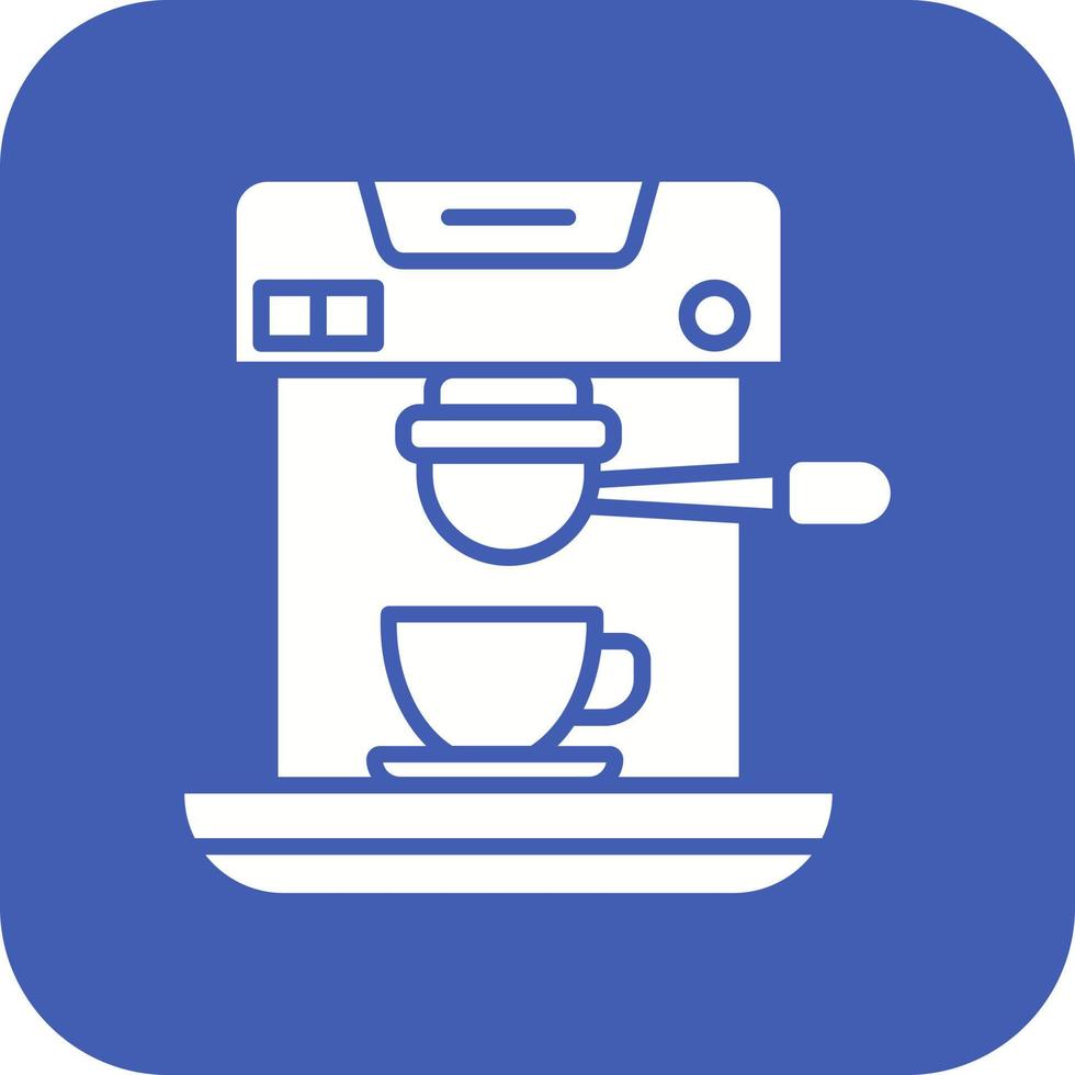 Coffee Machine Glyph Round Corner Background Icon vector