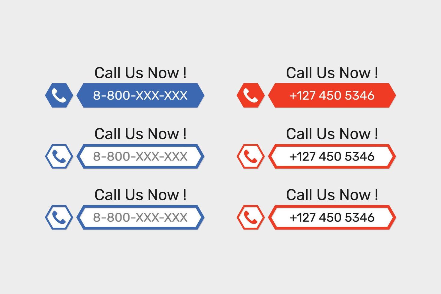 Phone call us now template collection. vector