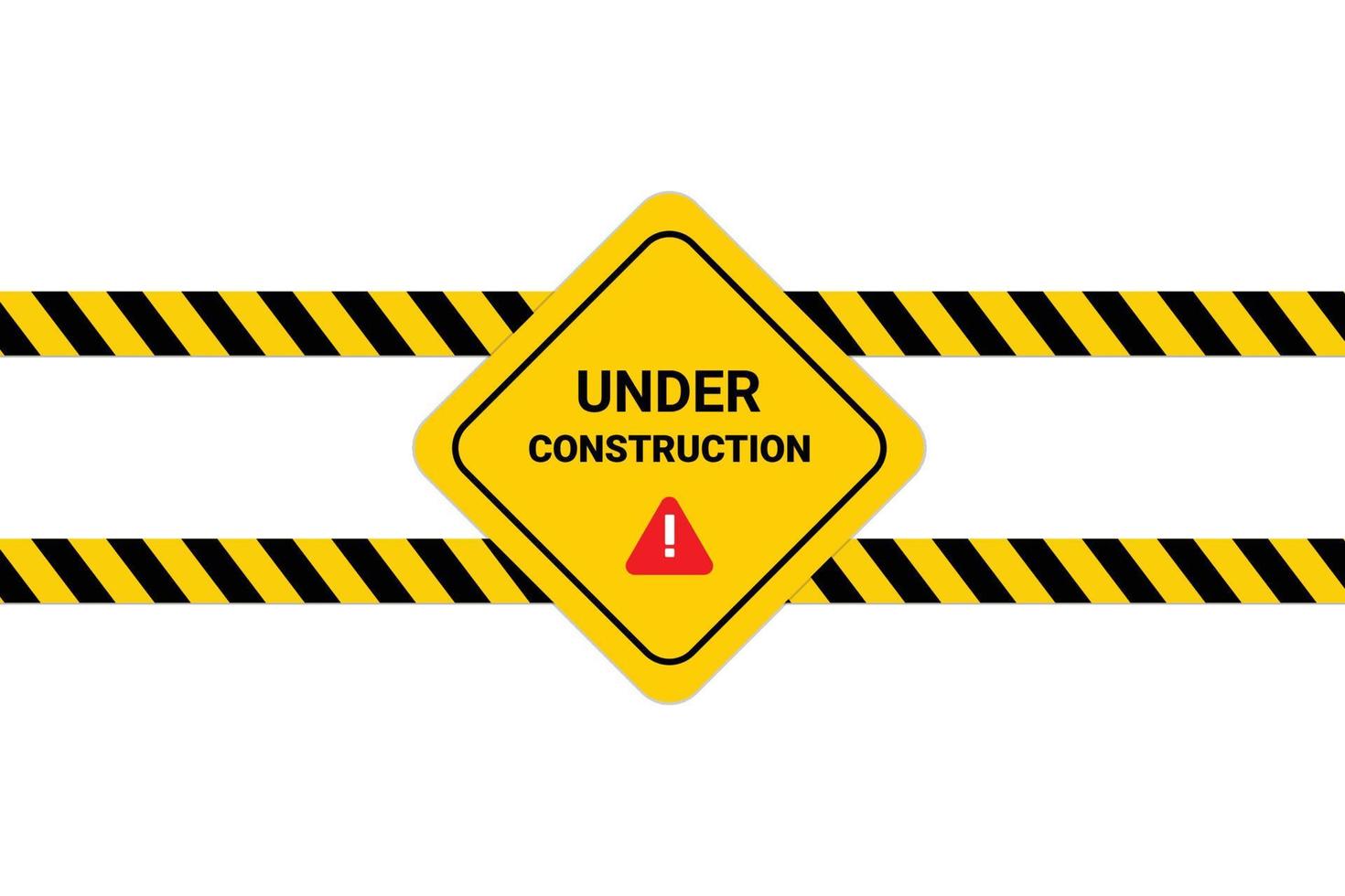 Flat under construction sign background design with warning icon. vector