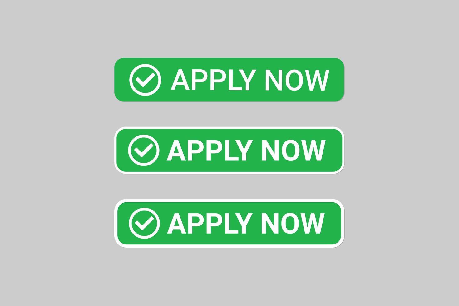 Apply now buttons set for application or websites design. vector