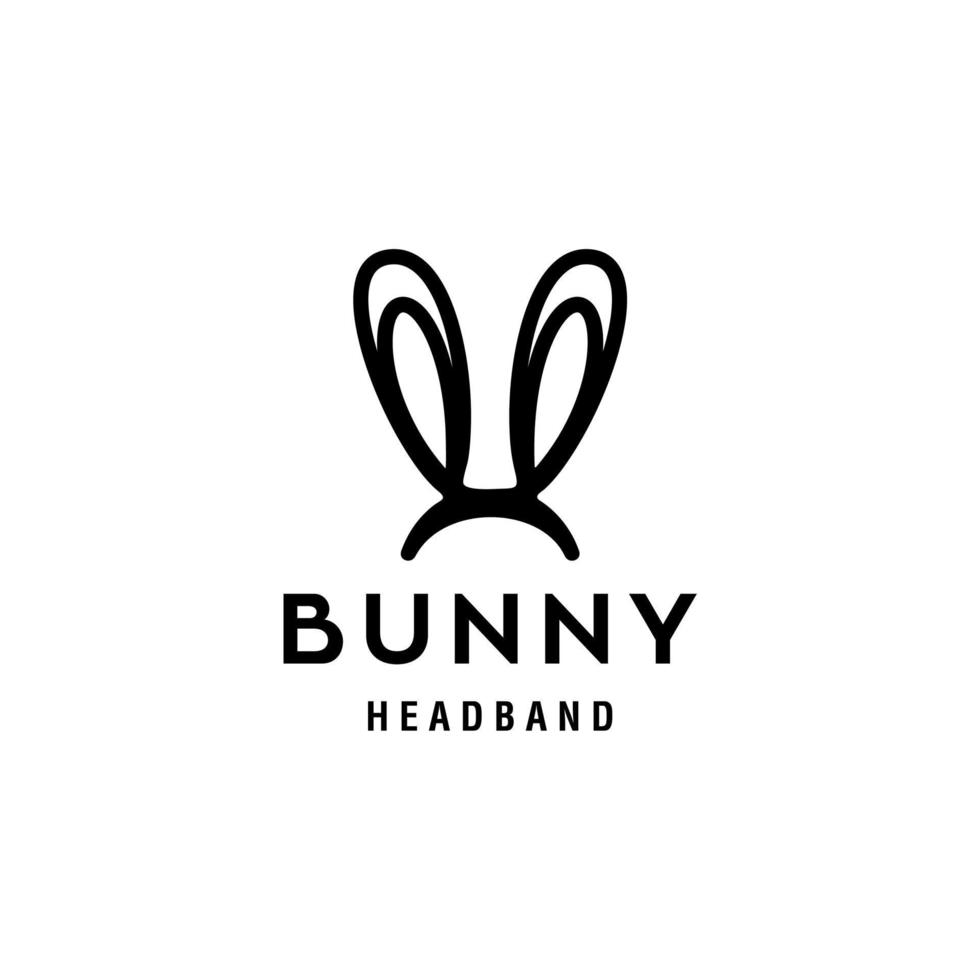 Bunny rabbit ears mask logo. Easter rabbit costume isolated vector. Illustration of easter rabbit ear costume headband in outline mono line art style vector