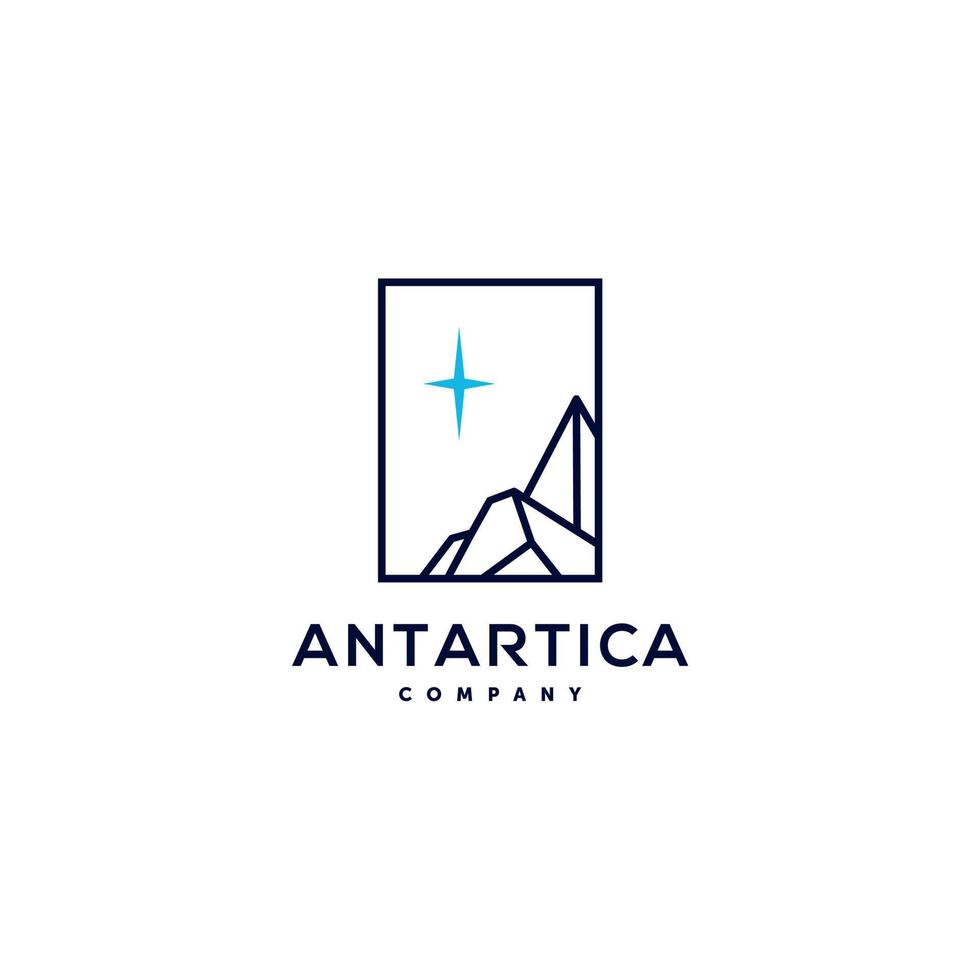 iceberg geometric logo design in trendy linear line style illustration , abstract mountain ice peak outline clip art logo vector