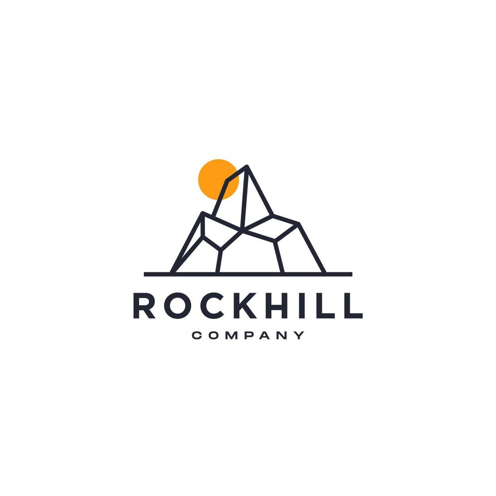 iceberg geometric logo design in trendy linear line style illustration , abstract mountain ice peak outline clip art logo vector
