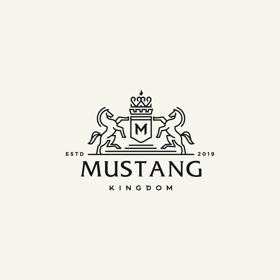 horse coat of arms classic hipster vintage logo vector icon illustration