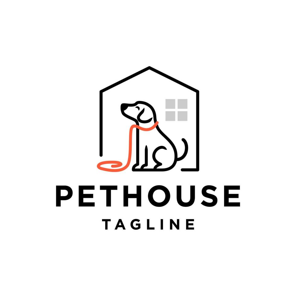 dog with house logo icon vector illustration pet element in trendy line style