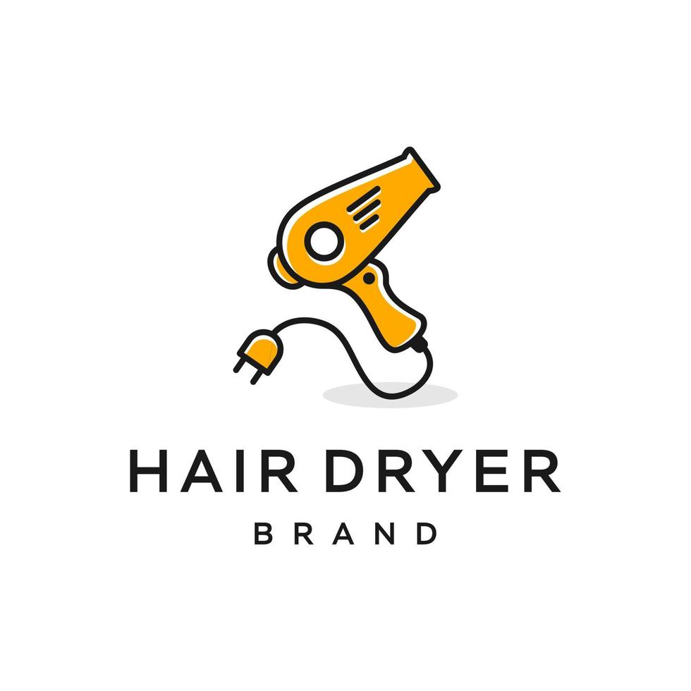 hair dryer blower icon logo illustration in trendy modern fun style vector