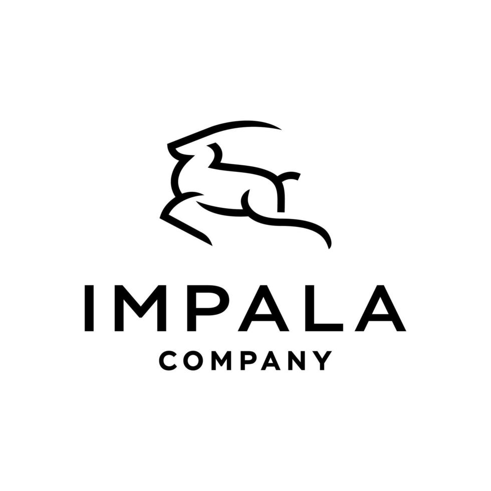 ilustración de vector de icono de logotipo de gacela impala en estilo de arte de línea de moda, diseño de logotipo rápido de ciervo saltando