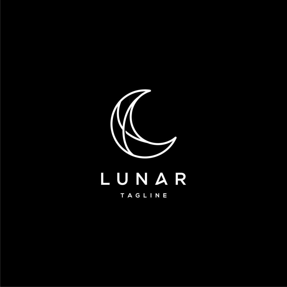 elegant crescent moon and star logo design line icon vector in luxury style outline linear