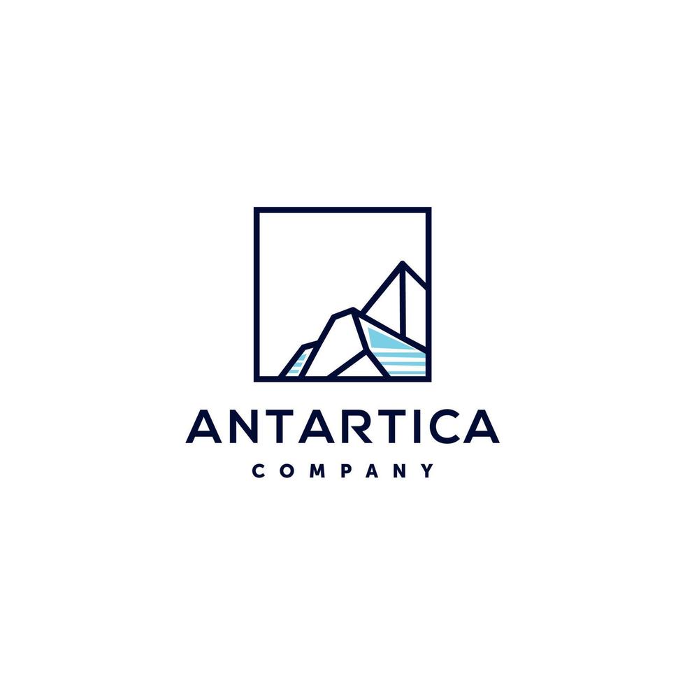 iceberg geometric logo design in trendy linear line style illustration , abstract mountain ice peak outline clip art logo vector