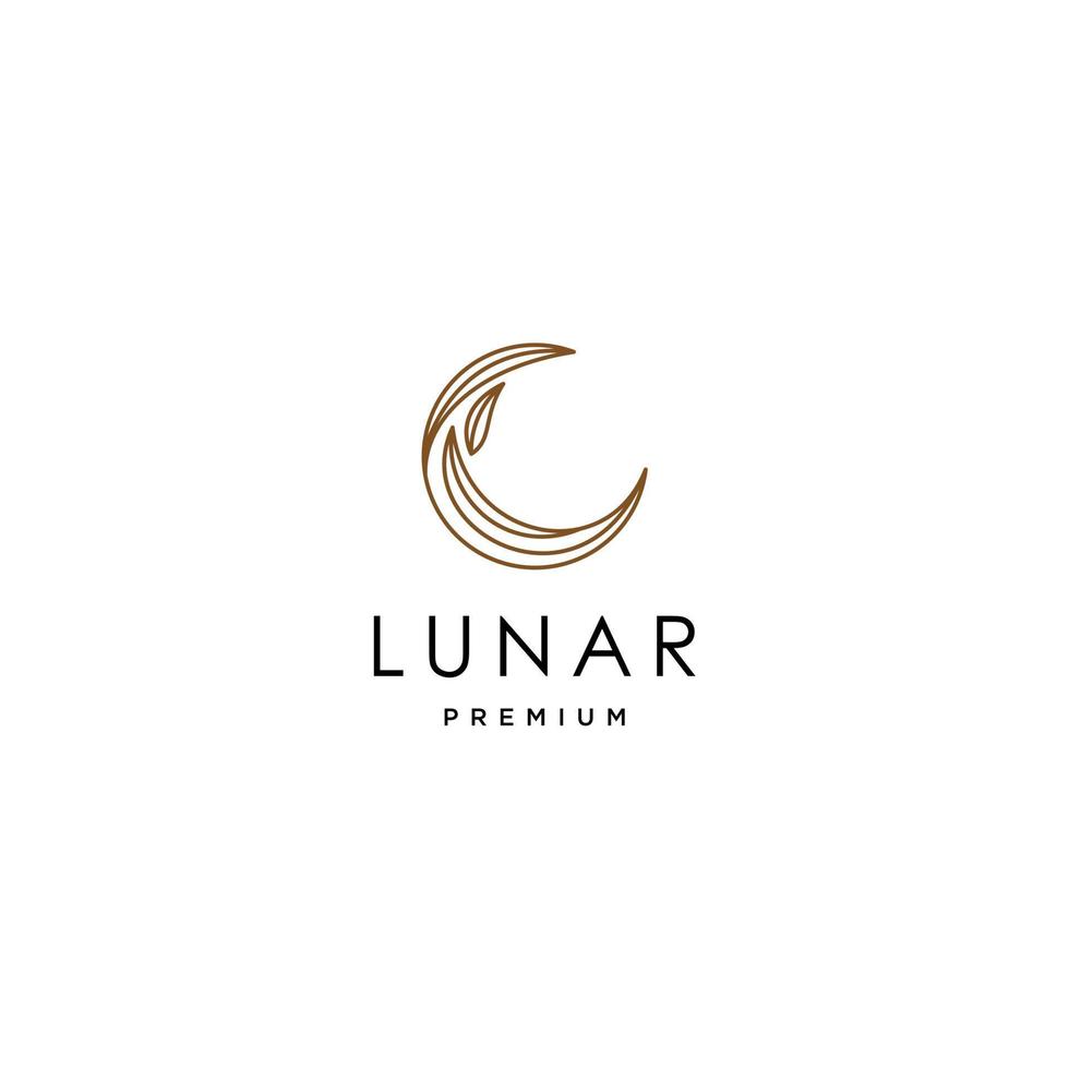 elegant crescent moon and star logo design line icon vector in luxury style outline linear