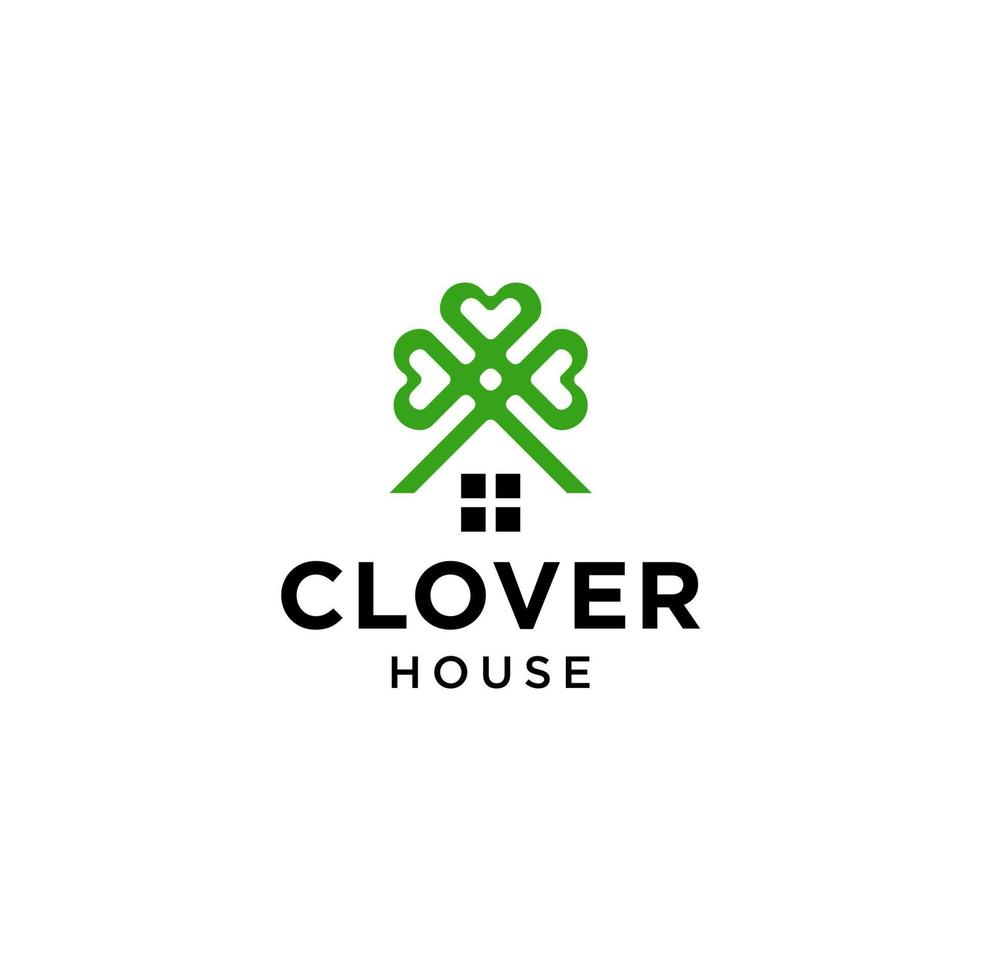 clover leaf house home building icon logo illustration design vector