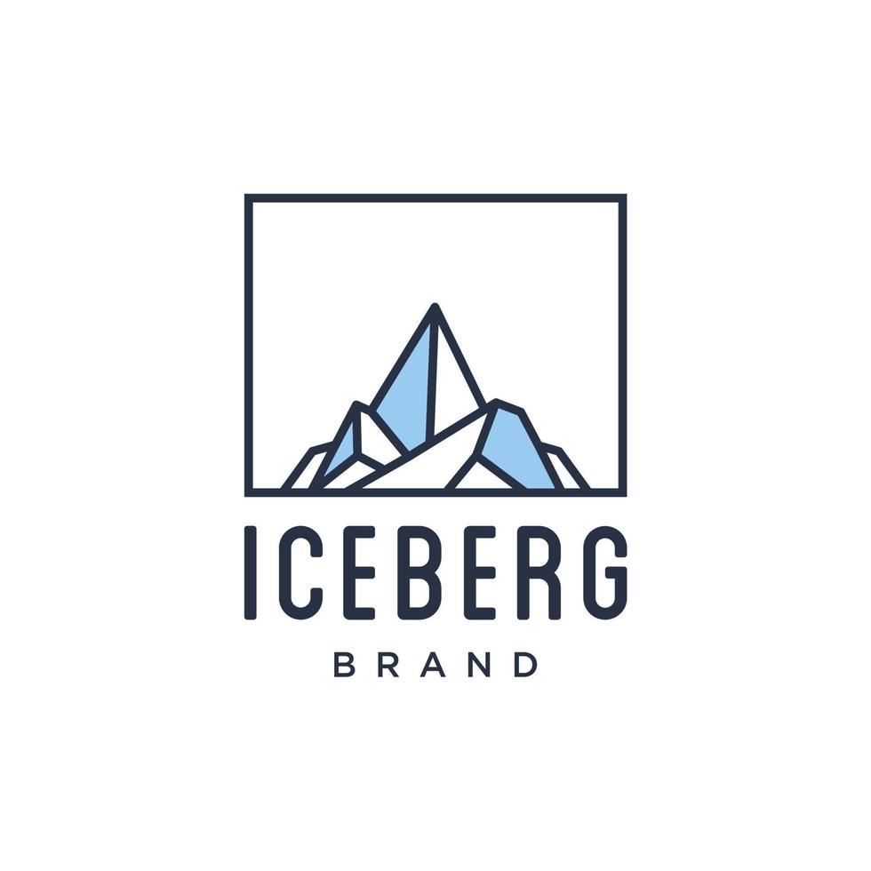 iceberg geometric logo design in trendy linear line style illustration , abstract mountain ice peak outline clip art logo vector