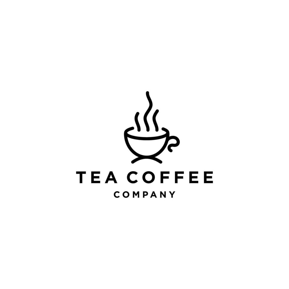 coffee shop logo hipster with cup icon vector in line outline vintage style